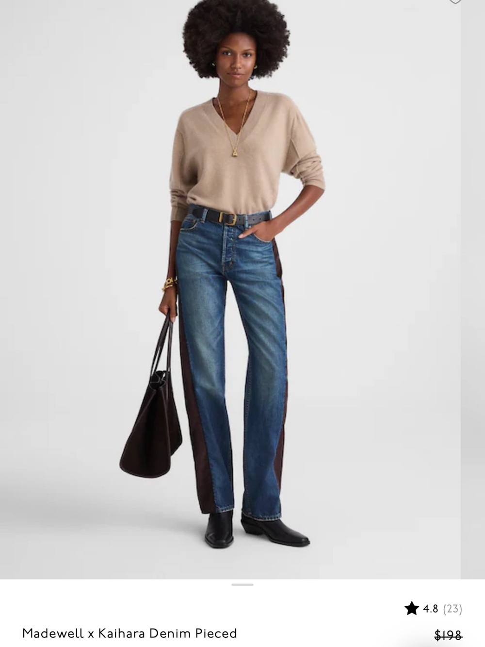 Madewell Two-Tone Straight-Leg Jeans in Blue and Brown